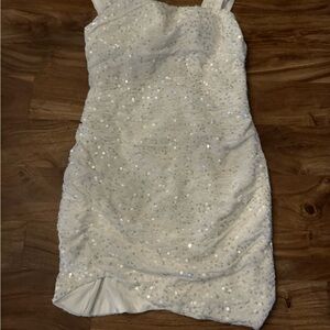 White Sequin Strapless Dress
